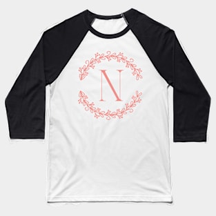 Pink Monogram Letter N Baseball T-Shirt